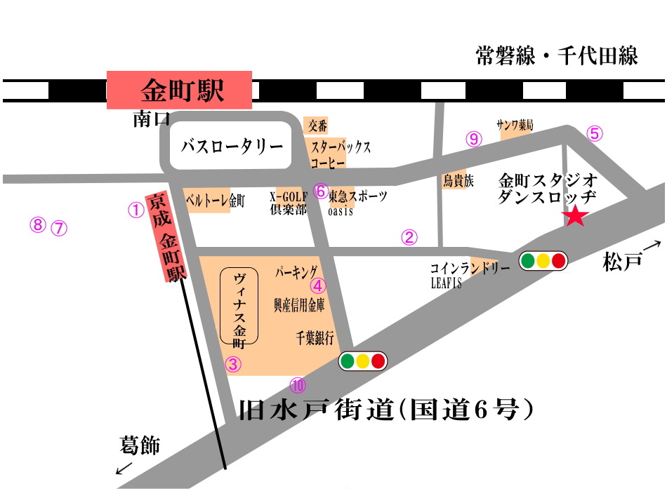 金町ダンススタジオ ロッヂへの行き方 MAP 地図 駐輪場